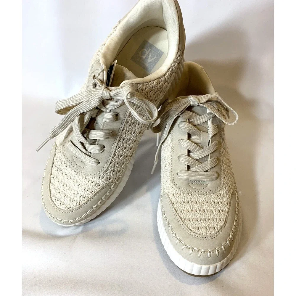 NEW Dolce Vita DV Sneaker Womens 9.5 Platform Natural‎ Ivory Fredi Knit